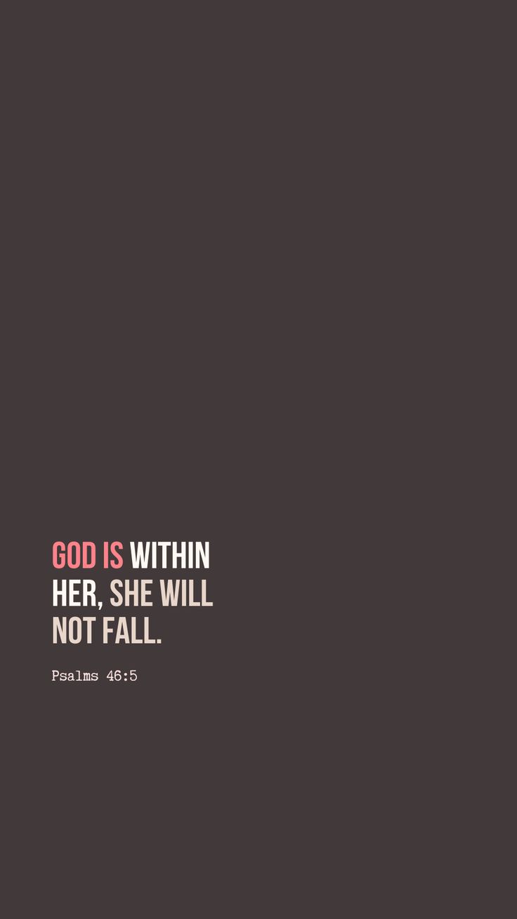 the words god is within her, she will not fall on it in pink and red