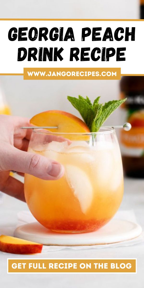 Georgia Peach Drink Recipe is perfect if you're looking to switch up your usual summertime beverage or if you want to serve something special at an upcoming party #GeorgiaPeach #DrinkRecipe Georgia Peach Drink, State Recipes, Peach Drink, Peach Punch, Peach Drinks, Refreshing Beverages, Food Advice, State Foods, Themed Drinks