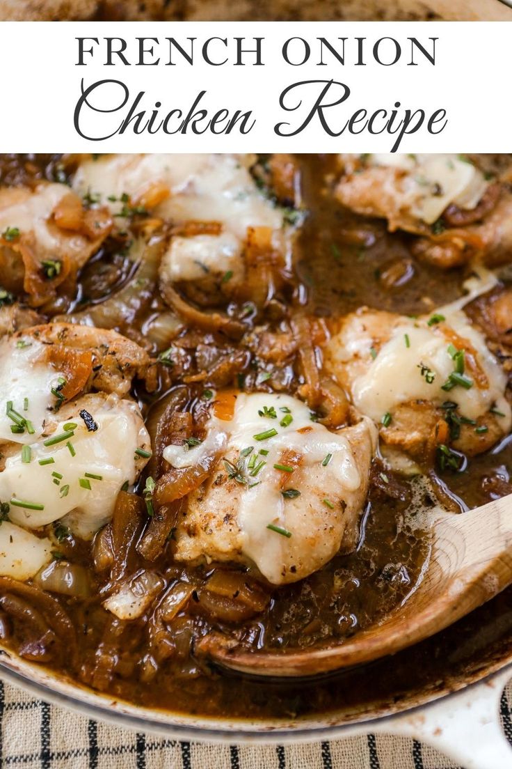 french onion chicken recipe in a skillet