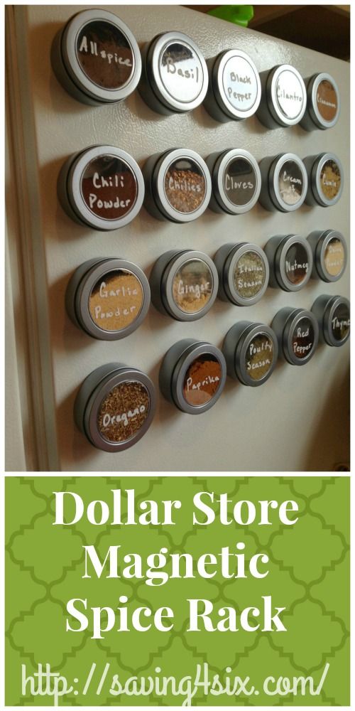 the dollar store magnetic spice rack is great for storing spices and other things in your kitchen