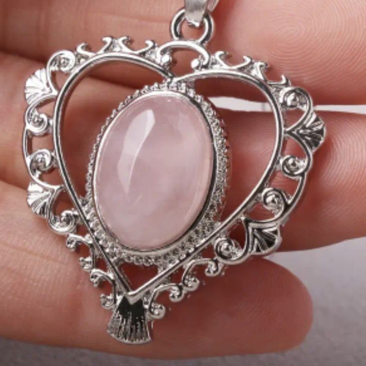 Nwt! Silver And Rose Quartz Heart Necklace Silver Heart Necklace For Mother's Day, Silver Heart Necklace Feminine Style, Silver Heart Shaped Feminine Necklace, Feminine Silver Heart Necklace, Pink Mermaid, Rose Quartz Heart, Mermaid Necklace, Heart Necklace, Rose Quartz