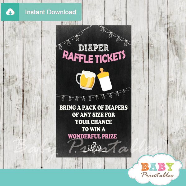 a chalkboard sign that says diaper raffle tickets and two mugs on it