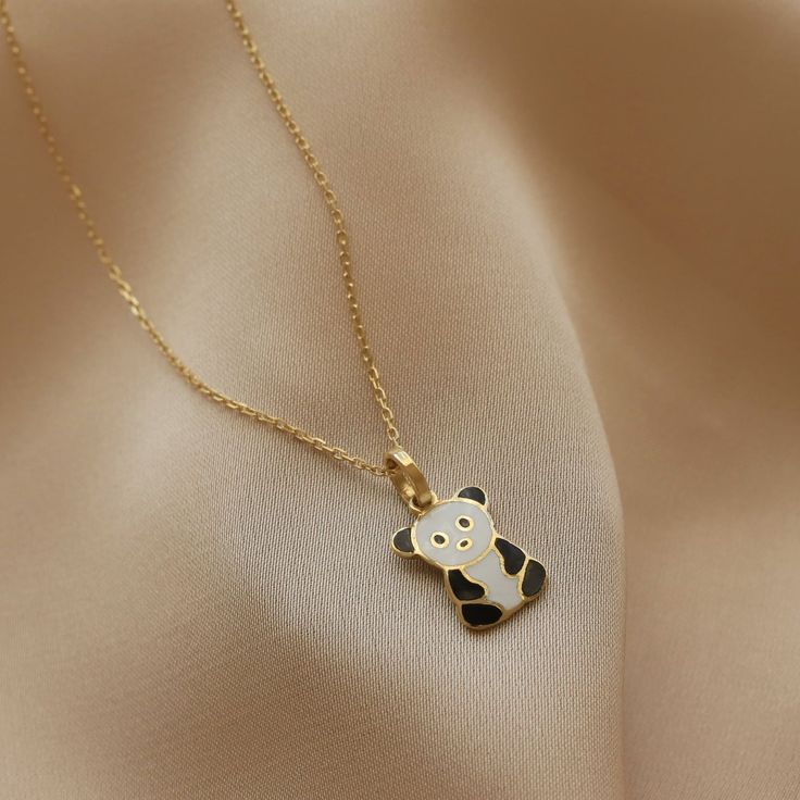 14k Real Gold Necklace White-Black Enamel Panda Pendant Minimalist Animal Design Dainty Gift for Women Christmas Valentine's Day Elegance ⓂMaterials & Specifications : Necklace Chain Lengths : 42 cm (16.5 in) 44 cm (17.3 in) 46 cm (18.1 in) 48 cm (18.8 in) 50 cm (19.6 in) Panda Pendant Width : 0.9 cm (0.35 in) Panda Pendant Length : 1.2 cm (0.47 in) Sterling Silver Jewelry With Black Enamel For Gifts, Minimalist Enamel Jewelry For Gifts, Black Enamel Jewelry As Gift, Black Enamel Jewelry For Gift, Minimalist Enamel Jewelry Gift, Black Enamel Jewelry For Gifts, Tarnish Resistant Enamel Jewelry Gift, Black Enamel Necklace For Gift, Sterling Silver Black Enamel Jewelry Gift