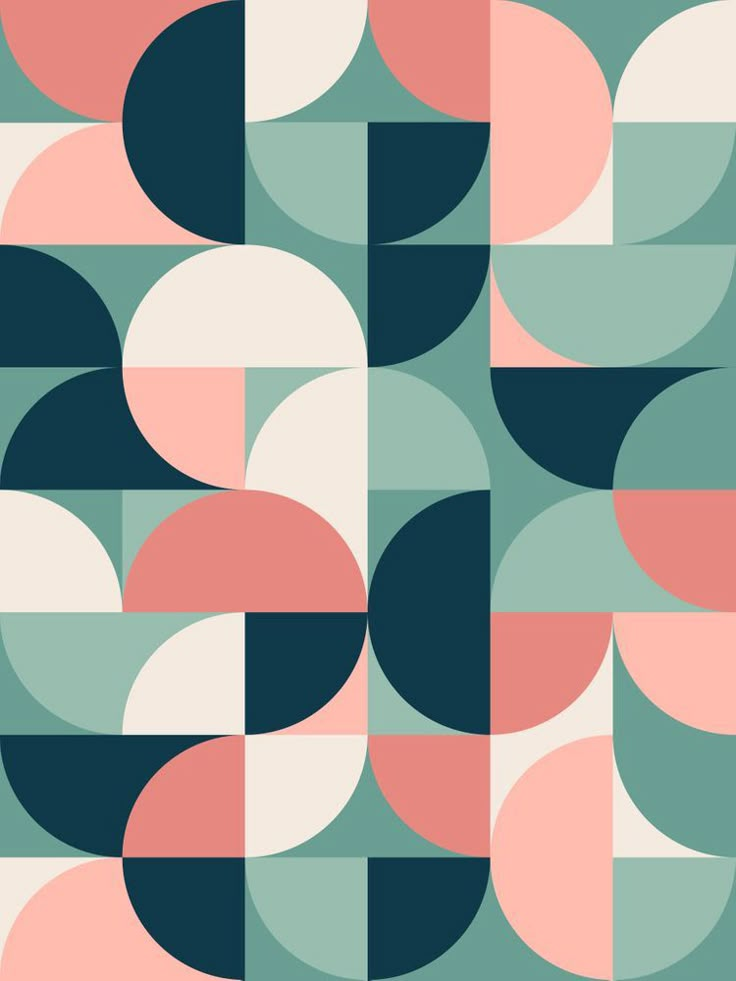 an abstract geometric pattern with pink, blue and green shapes