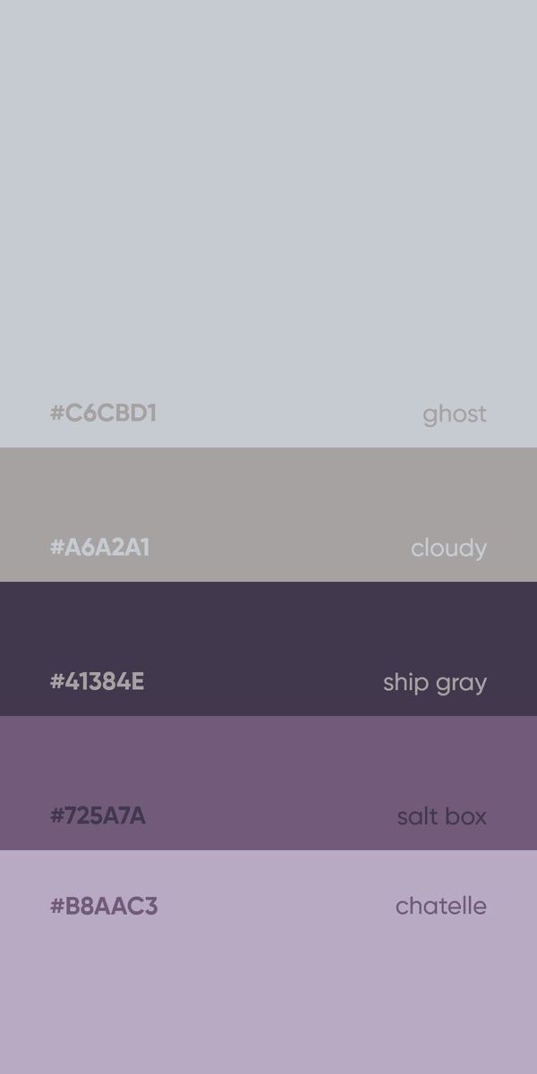 the color scheme for different shades of gray and purple, with text that says cloudy