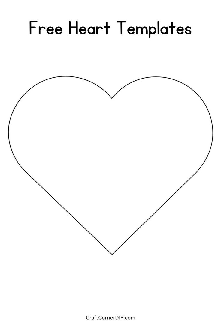 Picture of free large heart template. Heart Shaped Template Free Printable, Heart Person Craft, Heart Outline Printable, Free Heart Templates Free Printables, Heart Sewing Patterns Printable, Outline Of A Heart, Book Page Hearts, Free Heart Printables Templates, Heart Shape Template Free Printable Valentines Day