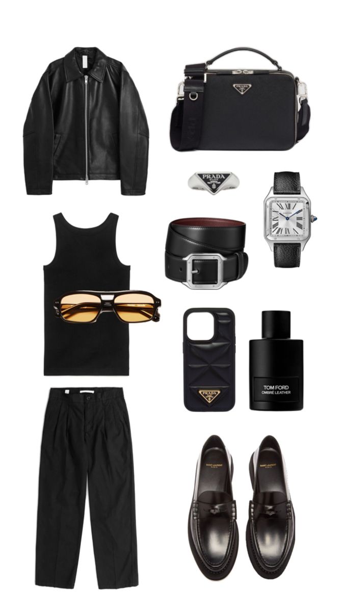 Men's all black leather Prada tomford loafer outfit inspiration. Startboy wealthy aesthetic. Men's fashion inspiration Prada Outfit Men, Wealthy Aesthetic, Prada Outfits, Black Loafers Outfit, Black Loafers Men, Classy Outfits Men, Outfits Hombre, Street Style Outfits Men, Mens Casual Dress Outfits