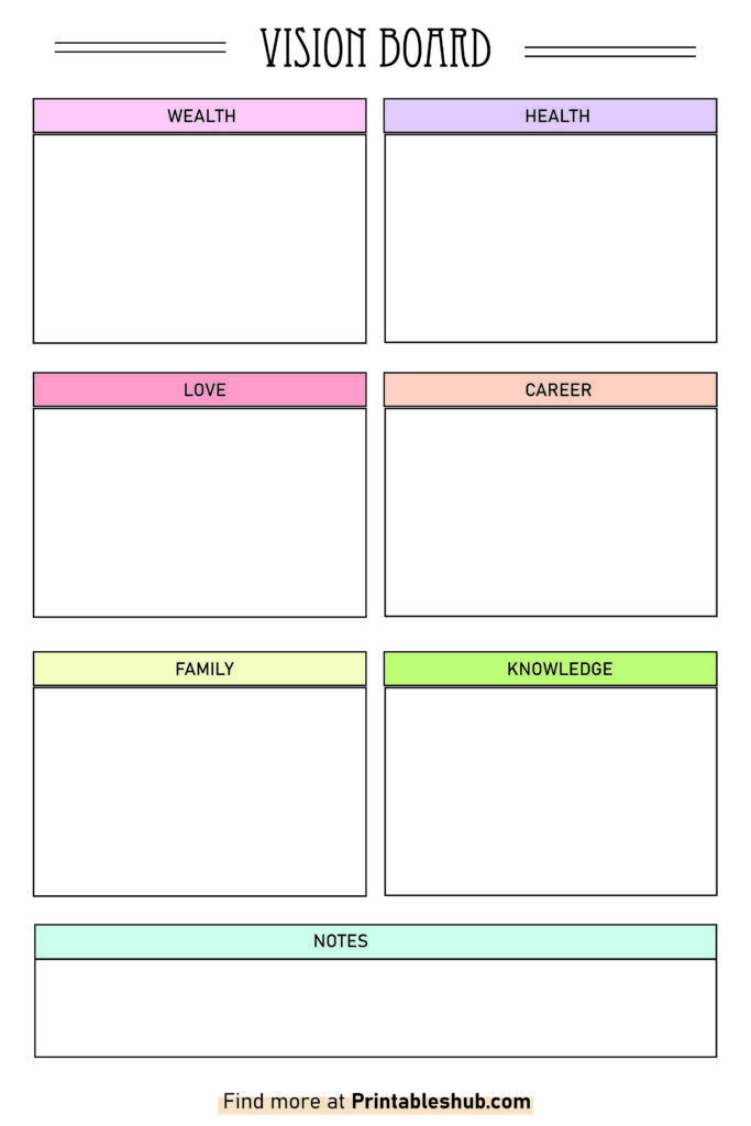 Free Printable Blank Vision Board Template PDF Printable Vision Board Template, Free Vision Board Template, Free Vision Board, Vision Board Printables, Vision Board Template, Power Of Manifestation, Set Intentions, Board Template, Templates Printable Free