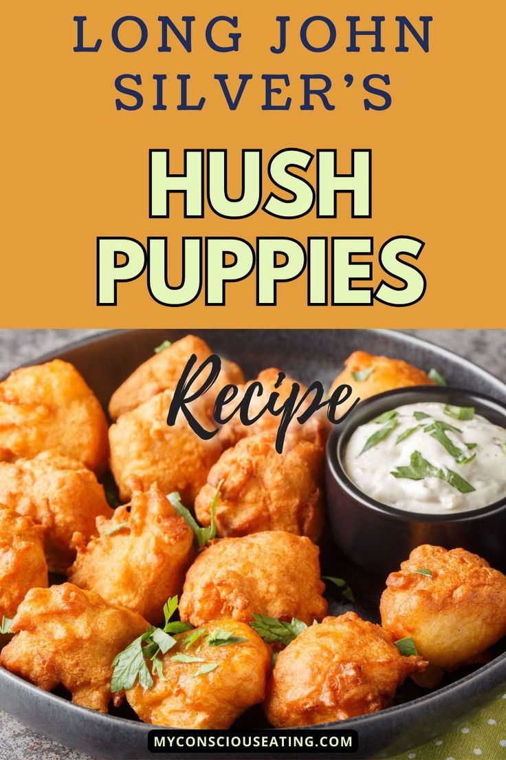 hush puppies with ranch dressing in a bowl