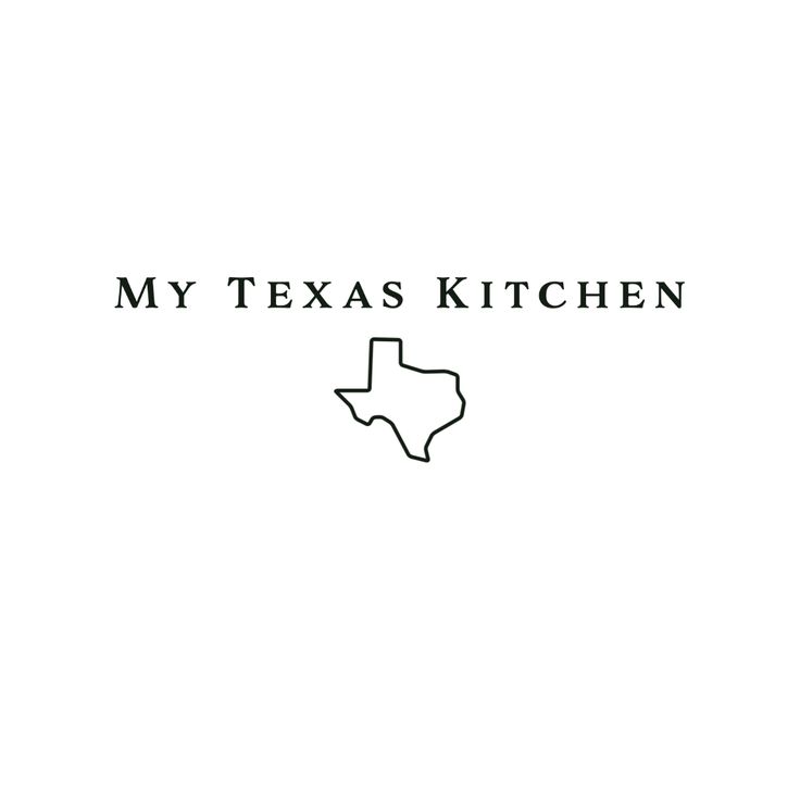 the texas kitchen logo is shown in black and white, with an outline of a texas map