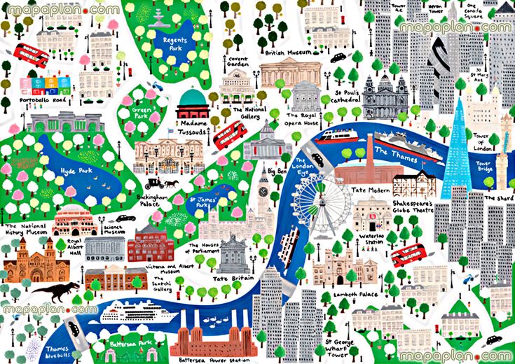 a map of london with all the major landmarks and attractions on it's sides