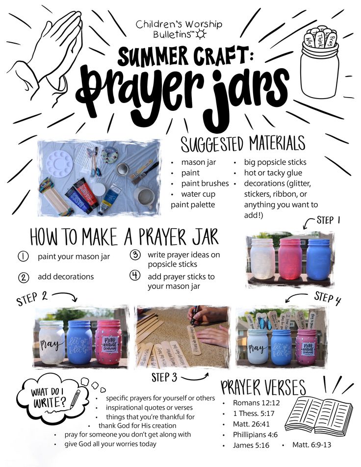 a poster with instructions for how to make a prayer jar