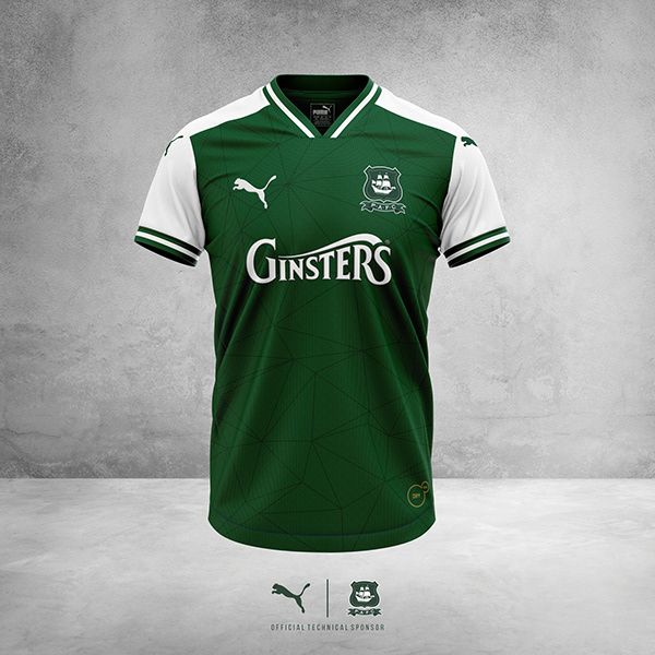 a green and white soccer jersey with the word ginsters on it's chest