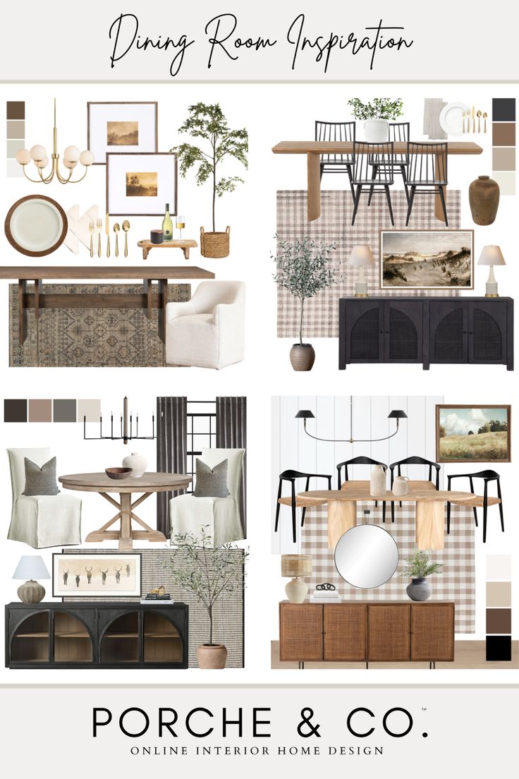 a collage of furniture and decor with the words porche & co on it