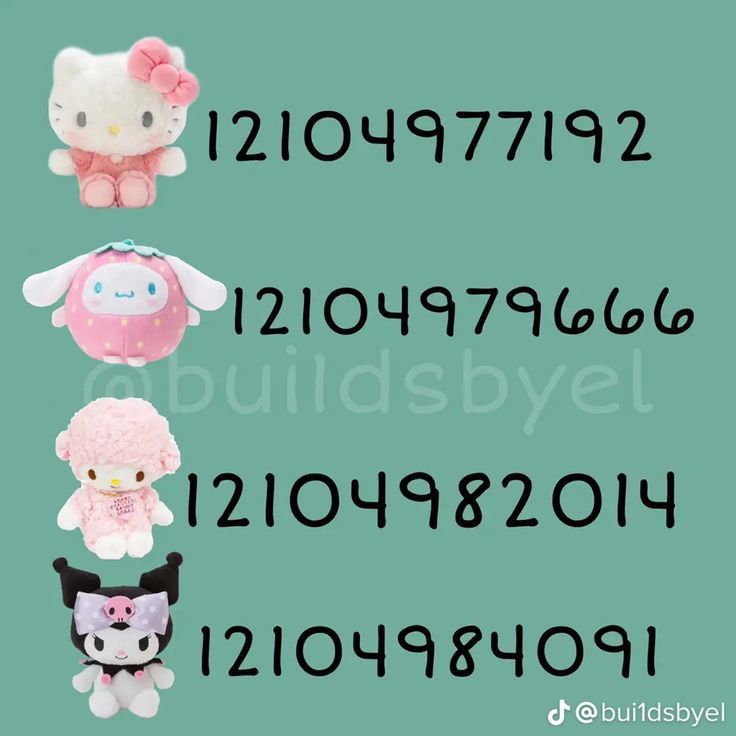 the numbers are written in different languages with hello kitty stuffed animals on top of them