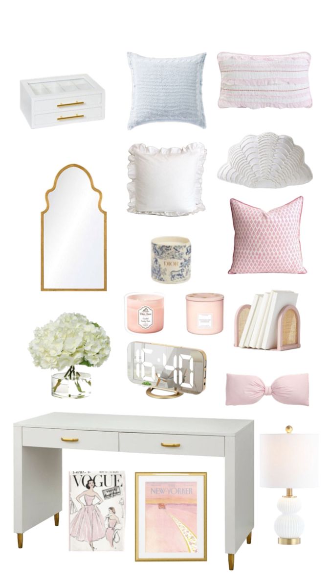 Pink blue white clean girl coastal gouge lace ruffle coquet beachy teen girl bedroom gold flowers Preppy Simple Bedroom, Light Blue Pink And White Bedroom, White And Pink Teen Bedroom, Pink White And Blue Bedroom, Pink Coastal Bedroom Aesthetic, Light Blue White And Gold Bedroom, Blue White And Pink Bedroom, Pink Costal Bedroom Ideas, Beachy Pink Bedroom