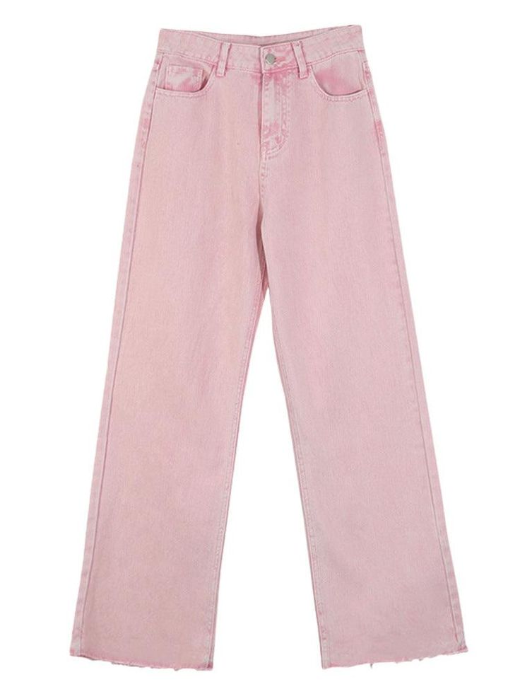 Jeans Women's High Waist Wide Leg Loose Straight-leg Trousers - Trendha Pink Denim Pants Outfit, Light Pink Pants, Light Pink Jeans, Jade Weber, Jeans Rosa, Peach Design, Pink Trousers, Pink Jeans, Straight Trousers