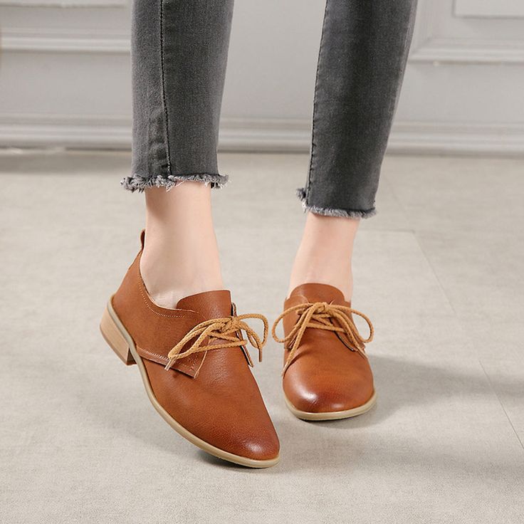 DESCRIPTION Women Shoes Main Material:CowhideHeel Type:FlatUpper Material:Cow LeatherHeel Height:Low (1-3 cm)Closure Type:Lace Up Size:35-40 Click:Shoes size Chart Size Length Cm Inch 35 22.50 8.86'' 36 23.00 9.06'' 37 23.50 9.25'' 38 24.00 9.45'' 39 24.50 9.65'' 40 25.00 9.84'' SHIPPING WE SHIPPING ALL OVER THE WORLD (TOTAL DELIVERY TIME=PROCESSING TIME + SHIPPING TIME) Processing time : 2-5 Business days Normally. Shipping time 1 Standard Free Shipping time : 7-15 Business Days. 2 Express DHL Shipping time : 2-3 Business Days(excluding processing time). 3 Express EMS Shipping time : 2-3 Business Days(excluding processing time). 4 Express FEDEX Shipping time : 2-3 Business Days(excluding processing time). CUSTOMS AND IMPORT DUTY In general, there only be a small number of countries need t Brown Lace-up Shoes For Fall, Casual Beige Oxfords With Flat Heel, Casual Brown Pointed Toe Oxfords, Casual Leather Shoes With Low Heel, Brown Lace-up Flats For Spring, Brown Flat Oxfords For Office, Brown Lace-up Shoes With Flat Heel For Office, Casual Beige Leather Shoes With Low Heel, Brown Flat Lace-up Shoes With Brogue Detailing