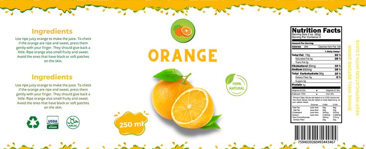 an orange label is shown on the side of a package with information about its contents