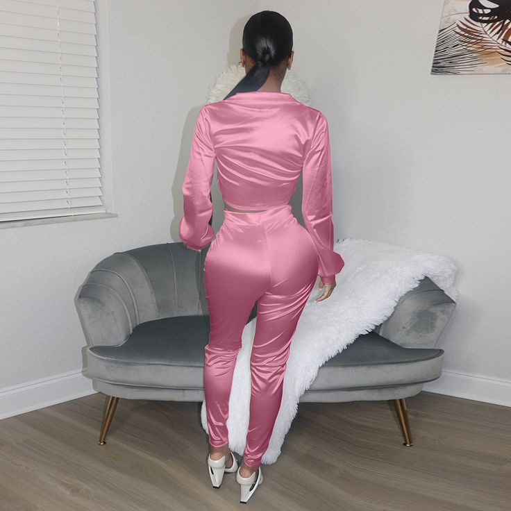 Women V-neck Strappy Slim Suit White Fashion Casual, Slim Suit, Spring Women, Turndown Collar, Casual Sets, Product Name, Olivia Mark, Pink Fashion, White Long Sleeve