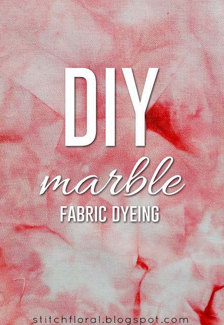 the words diy marble fabric dye on a red and white background with text overlay