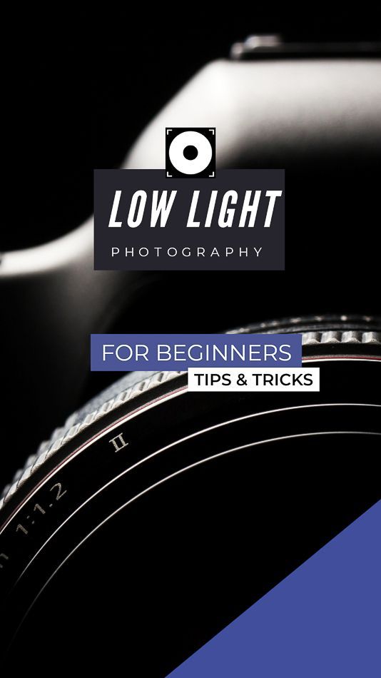 low light photography for beginners tips and tricks book cover with camera in the background