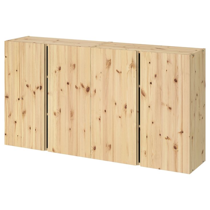 a wooden cabinet with three doors on each side