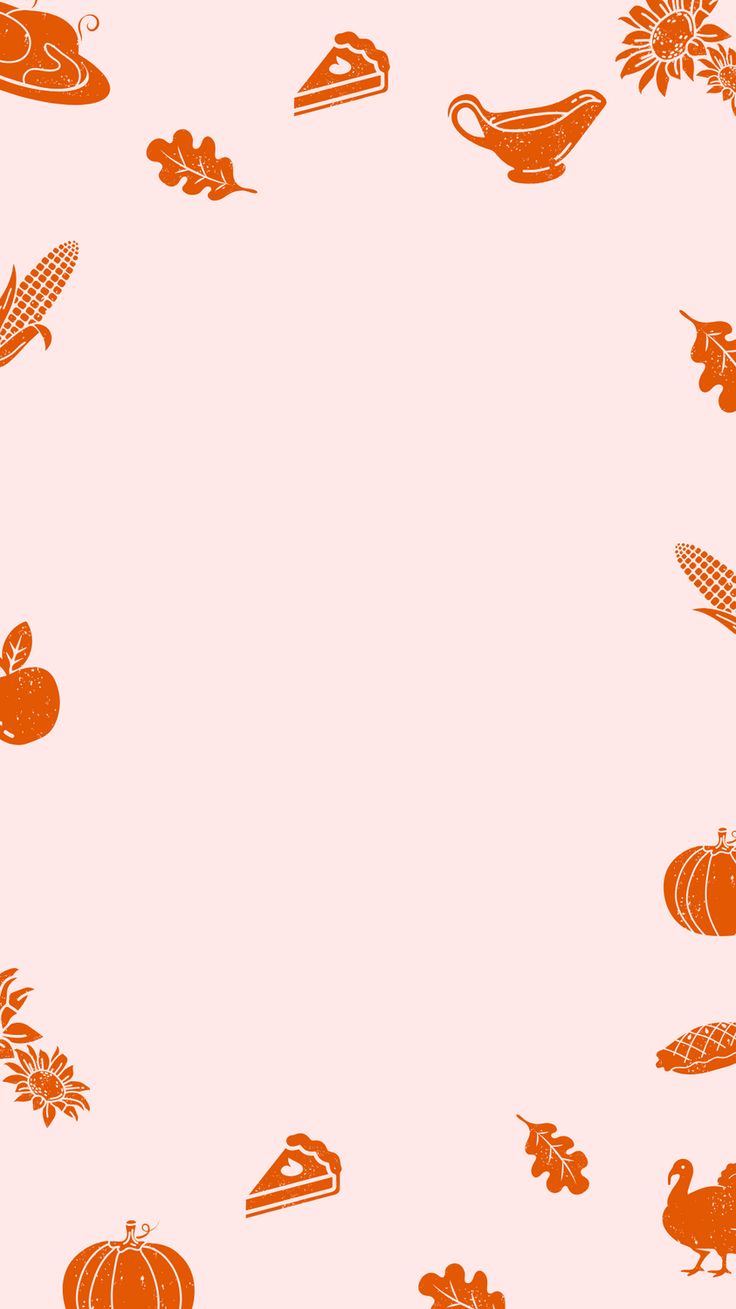 an orange thanksgiving border with turkeys, pumpkins and cornucts