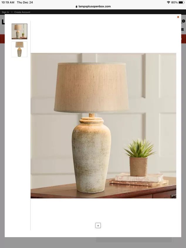 an image of a table lamp with a potted plant on it and a book next to it