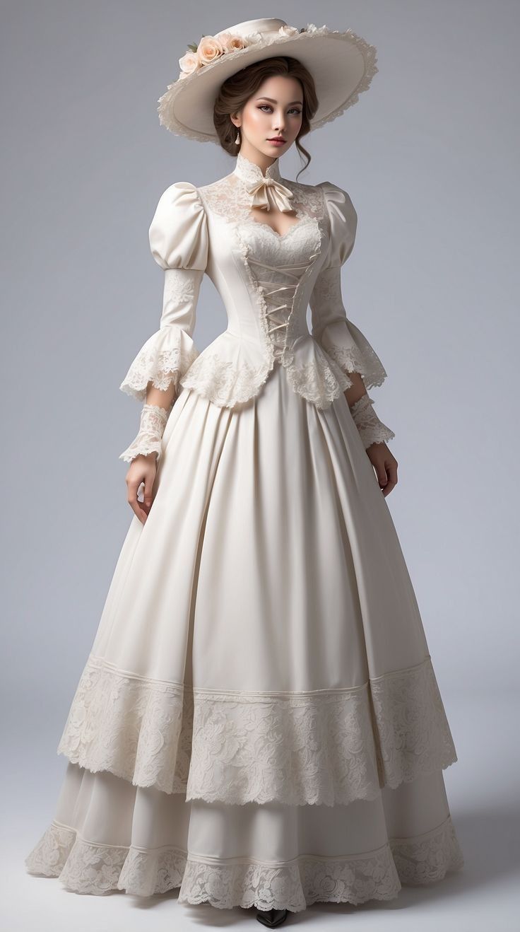 Victorian Dress Gown, Victorian Era Dresses, Era Victoria, Gaun Abad Pertengahan, 1800's Dress, Petty Revenge, Old Fashion Dresses, Fantasy Dresses, Art Social Media