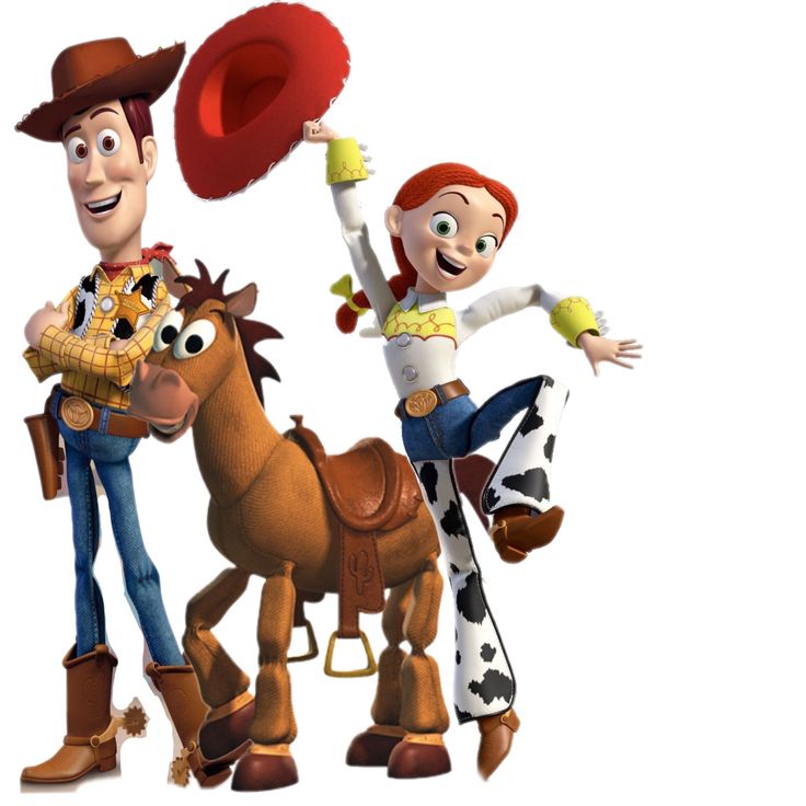 two cartoon characters riding on the back of a horse