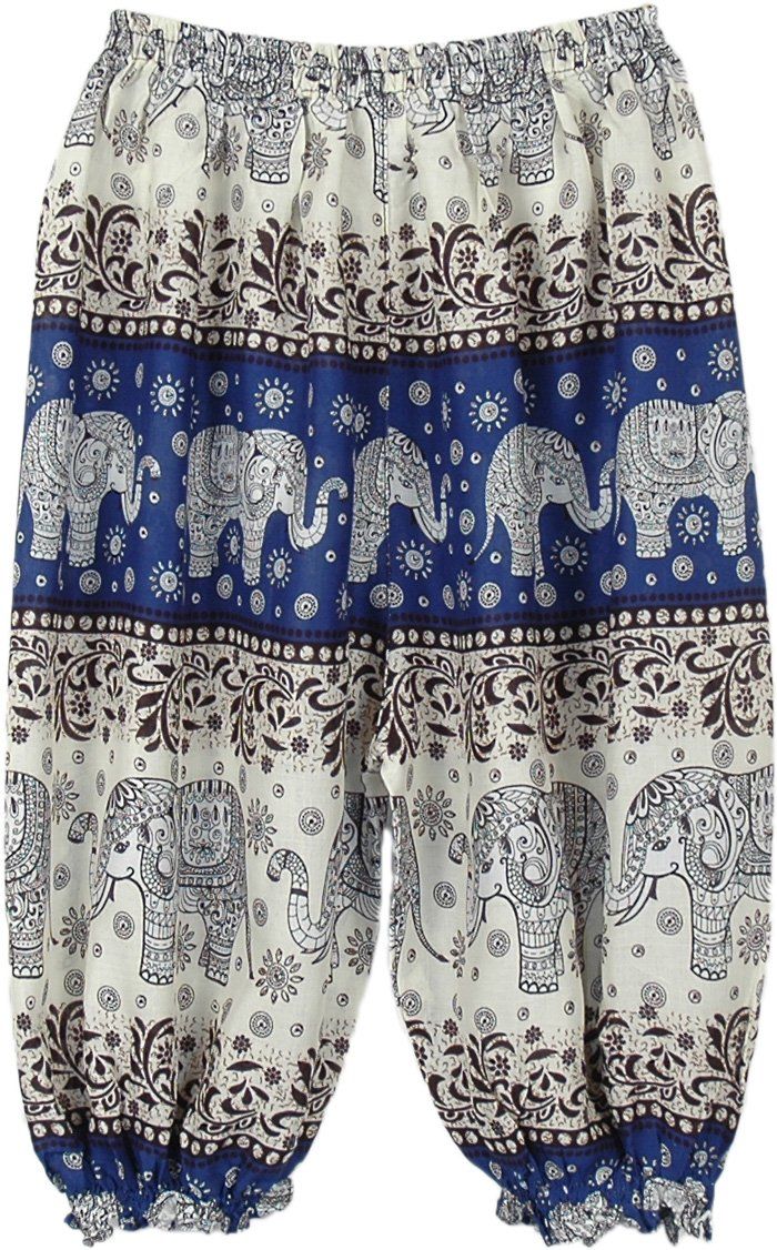 Elephant Print Bright Blue Harem style hippie pants for little ones out there. These casual boho festival pants are unisex, look great on boys as well as girls. You can pair it up with a t-shirt/top to get a relaxed look. They are great for lounging around and for use at homes, beaches and casual occasions. These are fun to wear, and the material is slightly sheer. but very comfortable. ; Material: 100% Rayon; Care: Hand wash cold water lay flat to dry.28 Length, 20-28 Elastic Waist Summer Festival Bottoms With Boho Print, Summer Festival Boho Print Bottoms, Summer Festival Boho Bottoms, Bohemian Blue Bottoms With Boho Print, Blue Bohemian Bottoms With Boho Print, Blue Boho Print Hippie Bottoms, Blue Hippie Bottoms With Boho Print, Hippie Blue Bottoms With Boho Print, Hippie Style Beach Bottoms For Festivals