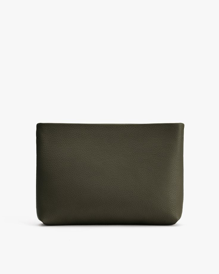 Rectangular leather pouch with a smooth texture. On-the-go Clutch With Removable Pouch, Modern Rectangular Pouch For On-the-go, Minimalist Rectangular On-the-go Pouch, Modern Rectangular Case Bag For Everyday Use, Versatile Everyday Rectangular Case Shoulder Bag, Versatile Pouch Clutch For Everyday Use, Versatile Travel Clutch With Zipper Closure, Functional Rectangular Pouch For Everyday Use, Everyday Rectangular Pouch