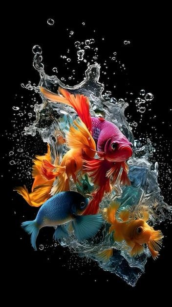 some goldfish are swimming in the water