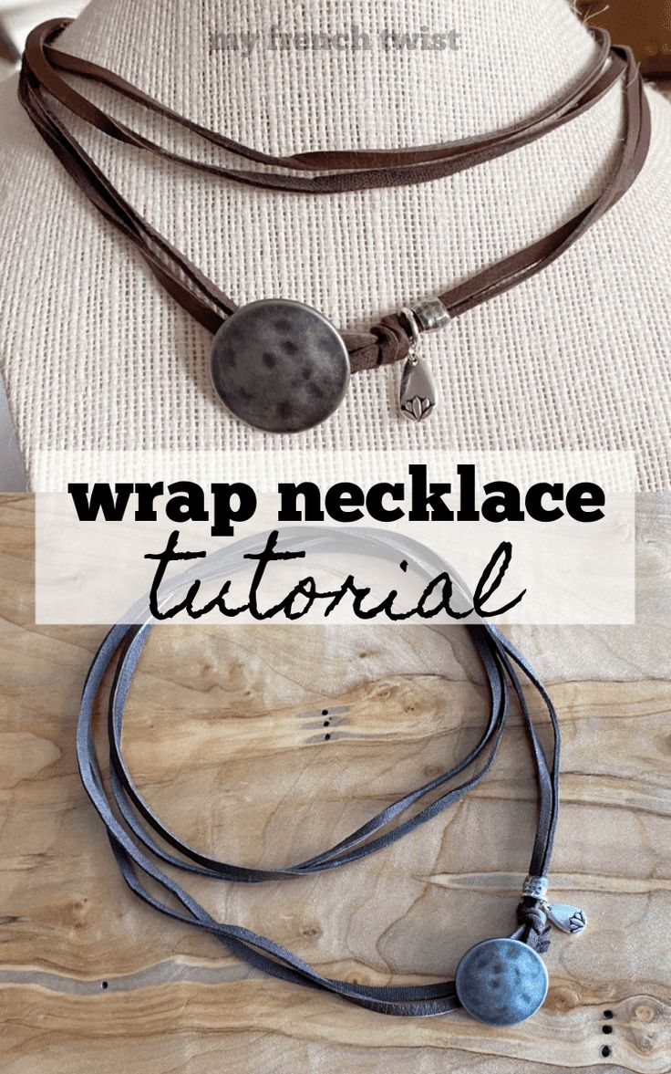 the wrap necklace is on display in front of a mannequin with text overlay that reads wrap necklace tutorial