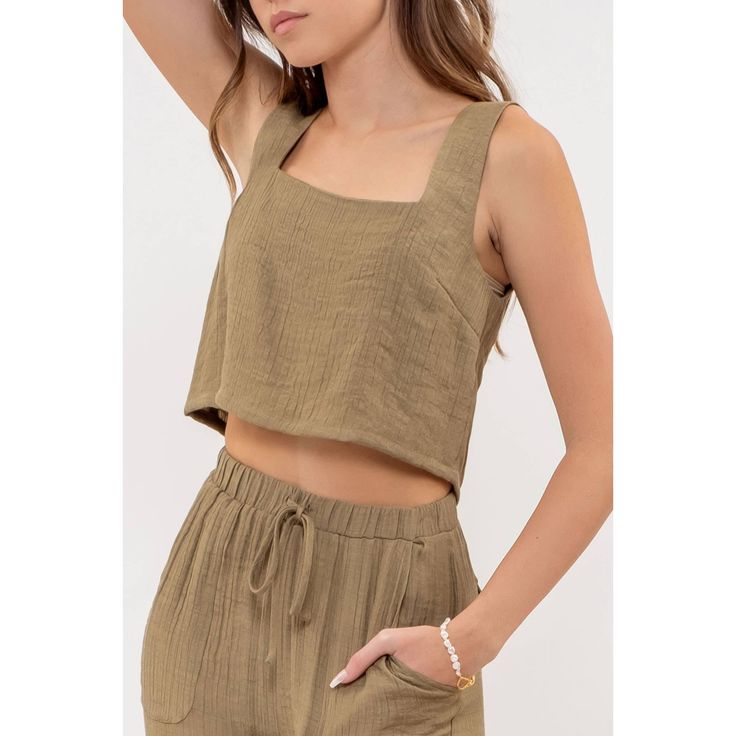 Introducing our must-have Olive You Crop Top, featuring a trendy square neckline and flattering sleeveless design. Elevate any outfit with this versatile and stylish piece that will make you stand out from the crowd. Perfect for day or night, this top is a must-have in every fashion-forward wardrobe! Material: 64% Rayon, 36% Polyester Spring Tank Top With Square Neck, Summer Tank Top With Square Neck For Spring, Chic Square Neck Tank Top For Vacation, Trendy Summer Tops With Straight Neckline, Trendy Tops With Straight Neckline For Summer, Trendy Straight Neckline Summer Tops, Summer Cotton Tank Top With Square Neck, Square Neck Cotton Tank Top For Summer, Cotton Square Neck Tank Top For Day Out