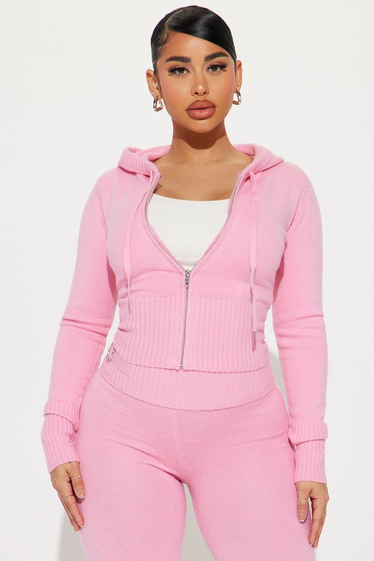 Available In Black, Heather Grey, Light Blue, And Pink. Sweater Pant Set Jacket Hoodie Zipper Closure Wide Leg Pant Buckle Detail Elastic Waistband Stretch 50% Acrylic 29% Polyester 21% Nylon Imported | Lana Sweater Pant Set in Pink size Medium by Fashion Nova Pink Girly Christmas Wishlist, Two Piece Sets Black Women, Cozy Pink Outfit, Christmas Girly Wishlist, Plus Size Matching Sets, Trendy Clothes 2024, Dream Clothes Sweaters & Cardigans, Fashion Nova Finds, Stuff To Put On Your Christmas List