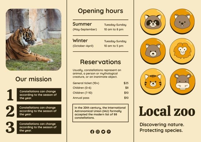 the zoo brochure is designed to look like an animal