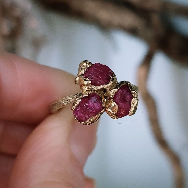 Ruby Cluster Gold Ring Gold Ruby Cluster Ring, Cluster Ruby Ring In Yellow Gold, Ruby Gemstone Cluster Ring, Vintage Gold Cluster Ruby Ring, Heirloom Ruby Cluster Ring, Raw Ruby Ring, Raw Ruby, Natural Ruby Ring, Ruby Rings