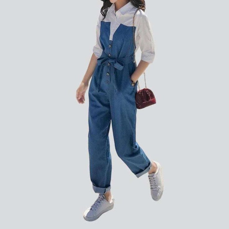 Introducing the 2023 Spring-Summer Collection's must-have for fashion-forward women ââ‚?our fashionable medium wash jeans overall! The perfect blend of contemporary fashion and classic sophistication. this stylish piece is designed to make a statement. no matter the occasion.Why They're Your Next StapleThese jeans overall are crafted to capture an edgy and refined style. with a loose fit that promises comfort and chicness. Their distinctive medium wash is the perfect backdrop for the unique butt Chic Medium Wash Cotton Denim Jumpsuit, Summer Workwear Denim Jumpsuit With Bib Front, Cotton Straight-leg Medium Wash Jumpsuits And Rompers, Denim Jumpsuit For Workwear In Spring, Relaxed Fit Denim Bib Front Jumpsuit For Spring, Denim Bib Front Jumpsuit For Work, Medium Wash Denim Jumpsuits And Rompers With Bib Front, Medium Wash Denim Bib Front Jumpsuits And Rompers, Spring Denim Jumpsuit For Workwear