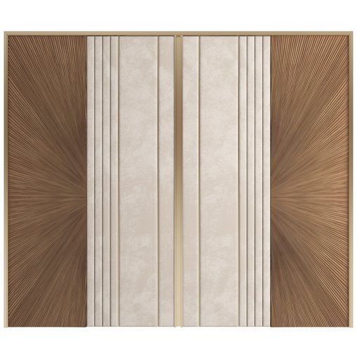 an art deco door with brown and white panels