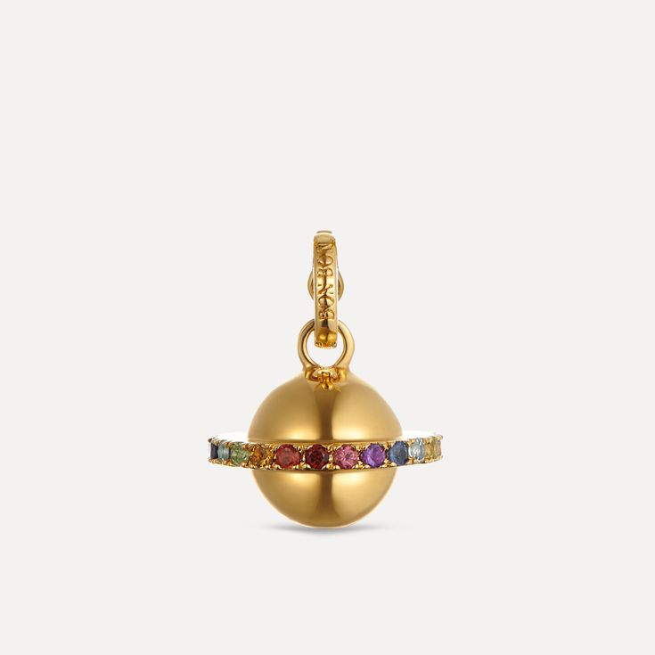 Our Planet Pendant has been hand crafted in a 14ct Gold Vermeil, and finished with delicate semi precious gemstones to create this striking piece. Metal - 14ct Gold Vermeil Gemstones - Mixed Dimensions excluding clip Mechanism Width - 19mm, Height - 15mm, Depth - 15mm The Planet pendant comes in a plush Velvet Bon Bon bag *AVAILABLE TO PURCHASE WITH OR WITHOUT CHAIN OPTIONS Fine Chain Details: 14ct Gold Vermeil fine chain Length - 40cm (15.7")- the extender chain allows you to extend this piece White Gold Jewelry With Detachable Pendant In 14k Gold, Gold Sterling Silver Jewelry With Detachable Pendant, Yellow Gold Gemstone Jewelry In Brass, 14k Yellow Gold Gemstones For Jewelry Making, Yellow Gold Multi-stone Jewelry Gift, Yellow Gold Pendant Charms For Jewelry Making, Gold Polished Sterling Silver Gemstones, Celestial Style Yellow Gold Jewelry With Charms, Luxury Pendant Charm Jewelry