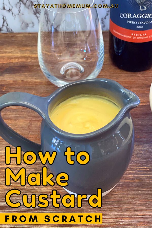 how to make custard from scratch in a pitcher and wine glasses on a table