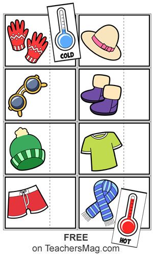 an image of clothes and hats cut out to be used as a printable activity