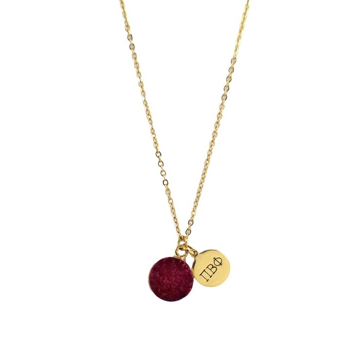 PRICES MAY VARY. STUNNING & STYLISH SORORITY NECKLACE: Your search for a beautiful sorority necklace ends here. Our Pi Beta Phi jewelry features a lovely little disc pendant with PBP engraved alongside a red druzy gemstone for good luck and good vibes. PBP SISTERHOOD SORORITY GIFT: Solidify your sisterhood with this beautiful PBP necklace. It is a perfect sorority gift for women for bid day, graduation, and other special occasions. Wear it with pride and add an elegant, stylish touch to your dai Sorority Necklaces, Bid Day Gifts, Sorority Sisterhood, Sorority Merchandise, Sorority Events, Sorority Letters, Big Little Gifts, Pi Beta Phi, Engraved Pendant