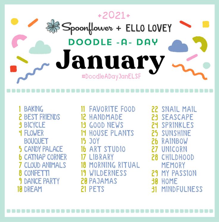 the doodle - a - day calendar for january