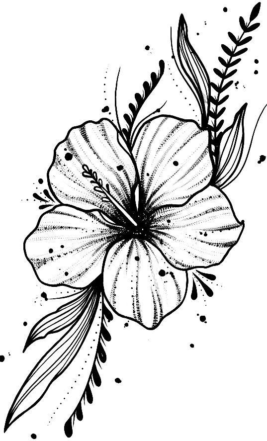 a black and white drawing of a flower