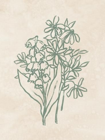 a drawing of some flowers on a white background