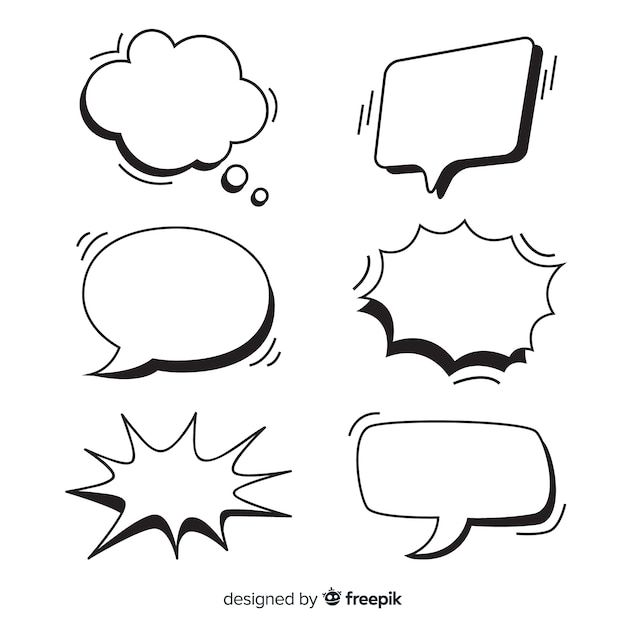 hand drawn speech bubbles with different shapes