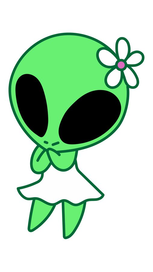 an alien with a flower in her hair